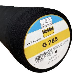 Photo d'un rouleau de tissu thermocollant noir de la marque VLIESELINE référence G 785